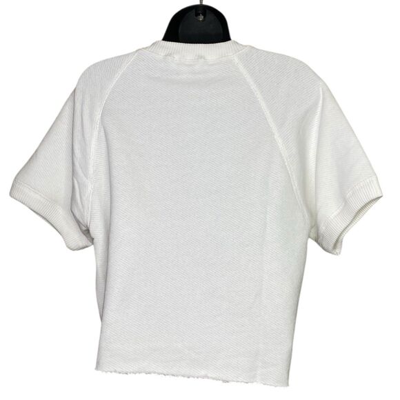 AG Adriano Goldschmied Womens S White Crop Sweatshirt Short Sleeve Boxy Raw Hem - Picture 2 of 13